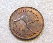 1964 Australia 1/2 Penny unc Bronze Coin Perth Mint