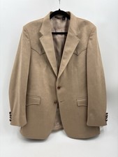 Vintage Farah Westernwear Faux Suede Blazer Jacket Tan 42R Cowboy
