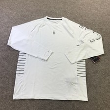 Spyder Rash Guard Shirt Medium White UPF 30 Long Sleeve Surf Sun Swim Quick Dry