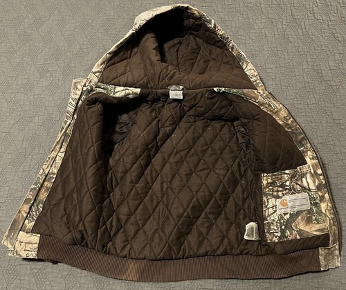 🟧 VINTAGE CARHARTT REALTREE CAMO ACTIVE JACKET QUILTED LINED YOUTH SMALL 7-8 - Picture 7 of 10