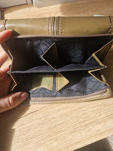 Fossil Maddox echtes Leder Damen Portemonaie Geldbörse Geldbeutel grün Nato oliv - Bild 9 von 13