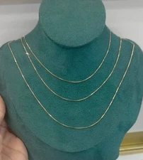 14K REAL GOLD BEAUTIFUL FINE BOX CHAIN 0.6MM SOLD PER PIECE
