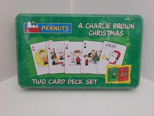 PEANUTS A CHARLIE BROWN CHRISTMAS 2 PLAYING CARD DECK SET TIN SEALED NOS