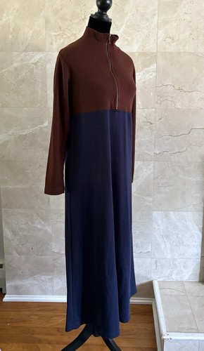 Diane Von Furstenberg Vintage 70s Midi Dress - M - Brown + Navy Colorblock USA - Picture 8 of 10