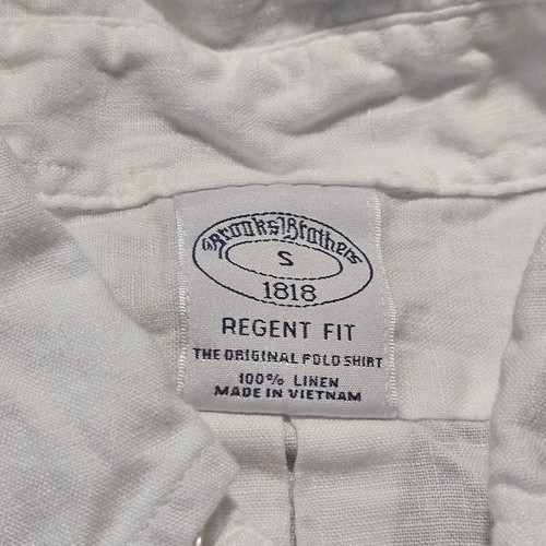 Brooks Brothers 100% Linen Shirt Men's Small White Regent S/S  Button Down Front - Picture 4 of 6