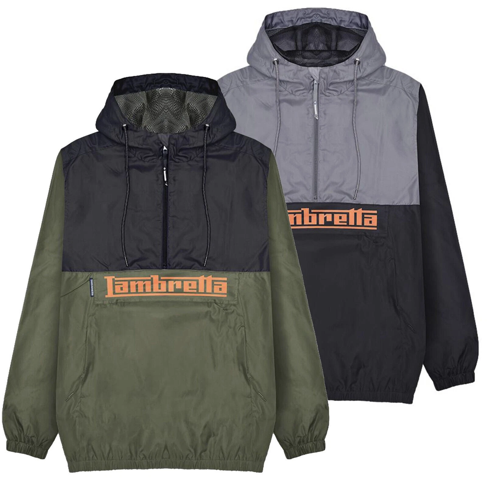 Mens Lambretta Classic Overhead Scooter Showerproof Hooded Jacket Sizes M to 4XL
