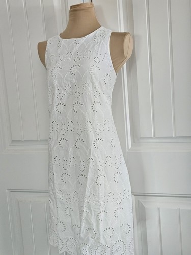 London Times White 100% Cotton Sheath Dress Sz 6 - Picture 2 of 8