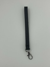 Black Faux Leather Wristlet Clip Keychain Keyring Fob