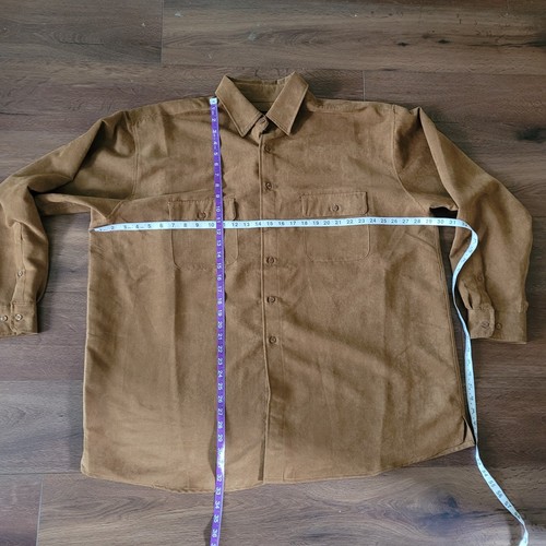 Vintage George Foreman 2X Big Faux Suede Brown Long Sleeve Button Shirt - Bild 4 von 11