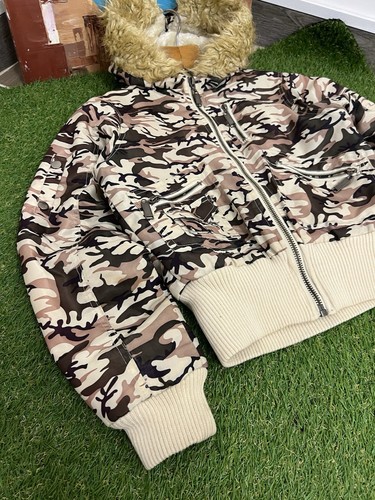 Crazy LGB If Six Was Nine Faux Fur Brown Cropped Y2K Bomber Jacket Size M - Picture 4 of 13
