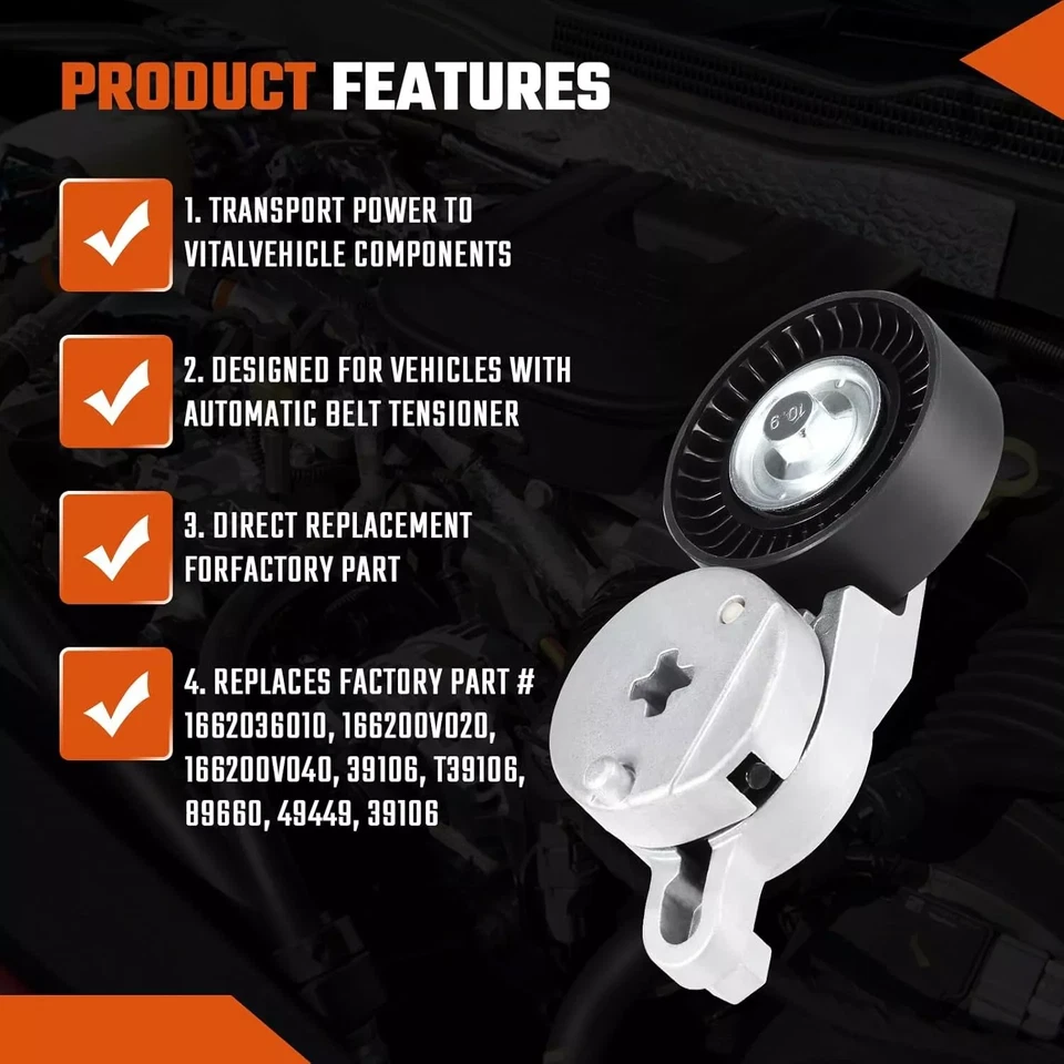 Serpentine Belt Tensioner Assembly + Water Pump Fit 2009-2018 Toyota RAV4 2.5L - Изображение 3 из 4