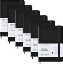 Coopay 6 Pack Pocket Notebook Journals Bulk, 3.5" x 5.5", 160 6 Pack, Black 