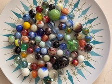 1 lb Lot of Mixed Marbles Shooters Agates Glass Variety 11