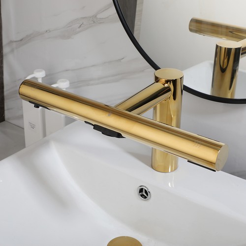 3 In 1 Touch Free Bathroom Sink Gold Faucet Hand Dryer+Soap Dispenser Mixer Tap - Picture 21 of 48