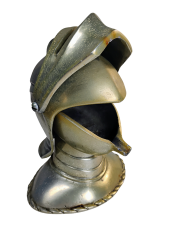 Vintage 50er Jahre Metallguss Ritter Helm Aschenbecher Messingoptik Sallet MCM Tobacciana - Bild 2 von 9