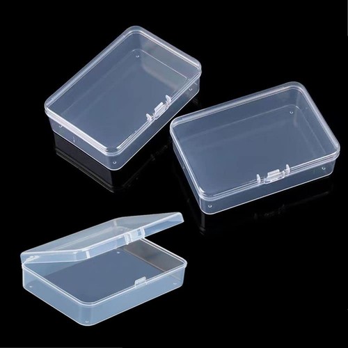 4-Pack Rectangular Plastic Storage Containers Box with Hinged Lid for Beads a...