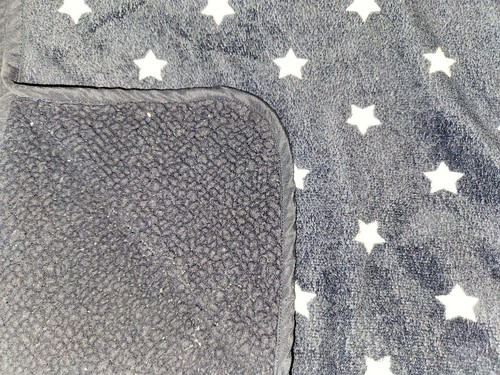 Carters Star Blanket Dark Navy Blue White Sherpa Piping Trim - Picture 10 of 11