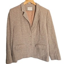 Vintage Pendleton Wool Tweed Blazer Size 12 90s Career Preppy Tan