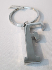 LETTER F INITIAL SILVER TONE METAL KEYCHAIN