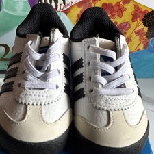 adidas Originals Samoa I Kids Sneakers White/Black Leather Lace-Up US 4K FW3671