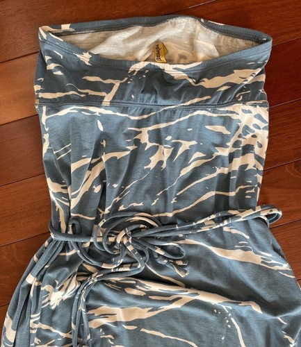 Rachel Pally Strapless Column Maxi Dress Women L Blue Marble Print Modal - Picture 3 of 9