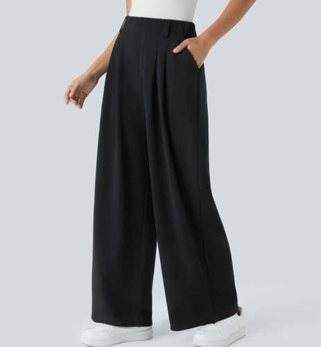 Halara High Waist Wide Leg Waffle Work Pants Womens Size LP Pockets Athleisure - Bild 3 von 7