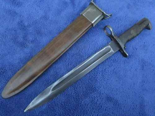 ORIGINAL VINTAGE US WW2 M1942 MILITARY EXPORT BAYONET AND SCABBARD MADE BY UFH
