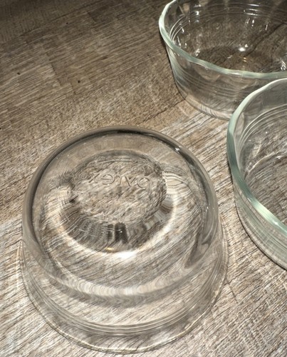 PYREX 6 oz 175 ml piccola ciotola tazza crema pasticcera bordo smerlato 3 linee set di 5 - Foto 2 di 3