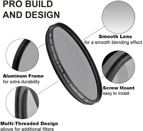 CPL Circular Polarizer Camera Lens Filter 40.5/46/49/52/55/58/62/67/72/77/82/86 - Picture 3 of 19