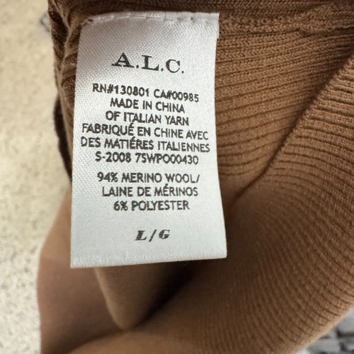 Maglione girocollo lana A.L.C Desi cammello taglia L manica bottoni classico professionale - Foto 9 di 10