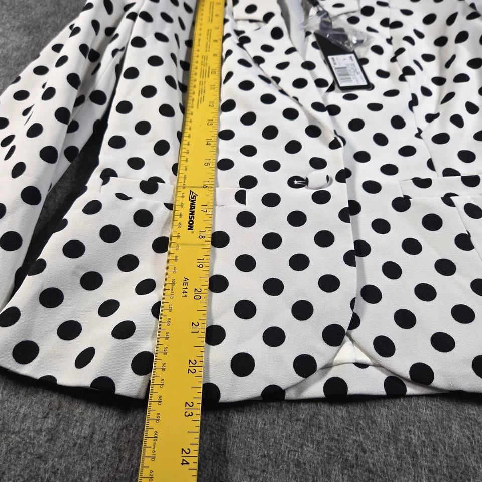 Blazer Kardashian Colección Mujer Pequeño Blanco Negro Deportivo Lunares Chaqueta Foto 4 de 4
