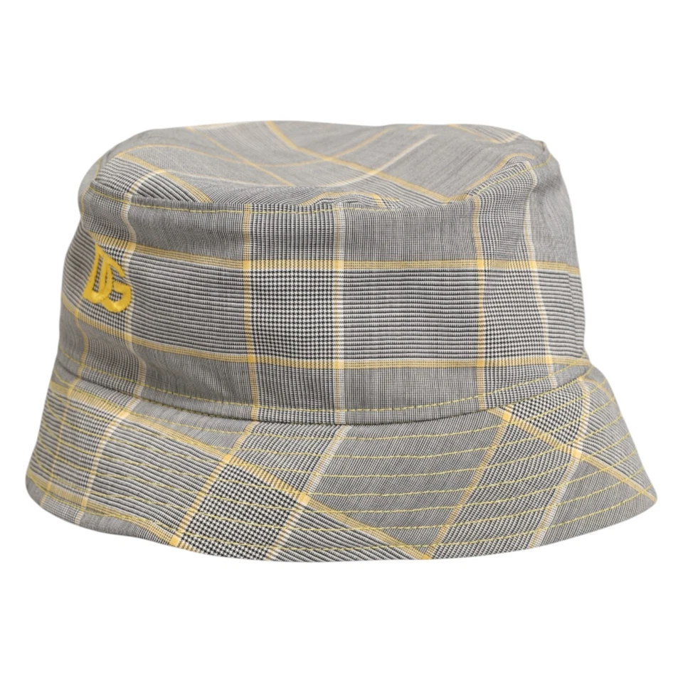 DOLCE & GABBANA Sombrero Hombres Gris Amarillo Mezcla de Lana Cuadros Gorra Cubo s. 59 / L 450usd Foto 3 de 4