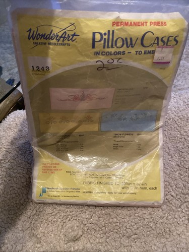 WonderArt Embroider And Finish Pillow Cases  1243 Pink Nostalgia Pattern - Picture 1 of 3