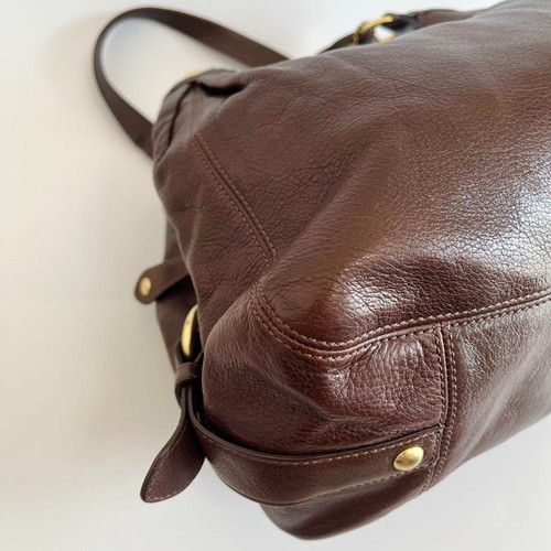 COACH Madison Maggie Dark Brown Pebbled Leather Shoulder Handbag Gold Logo Used - Bild 8 von 16
