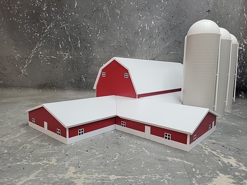 1/64 Custom scratch built Dairy Barn With Silo Room/Milk House White & Red - Picture 2 of 11
