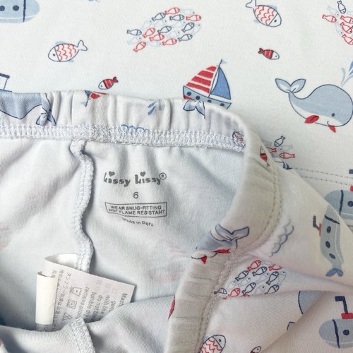 Kissy Kissy Boys 6 Years Boats And Whales Pima Cotton Pajama Shirt Shorts Set - Picture 3 of 5