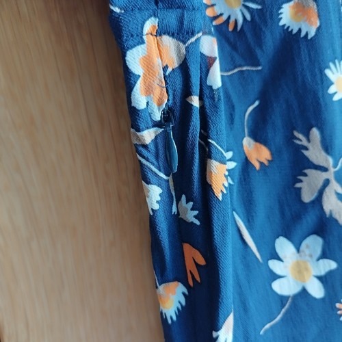 Arket Ducharne Paris Studio Floral Crepe Dress Maxi Ankle Size 38 Blue Orange - Picture 8 of 8