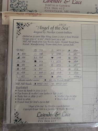 Lavender & Lace Victorian Designs “Angel Of The Sea” Cross Stitch Pattern - Picture 6 of 7