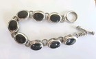 Vintage Taxco Mexico 925 Sterling Silver Black Onyx Oval Link Bracelet