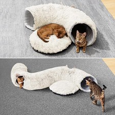 Cat Tunnel Bed with Central Mat,Big Tube Playground Toys,Soft Plush Material
