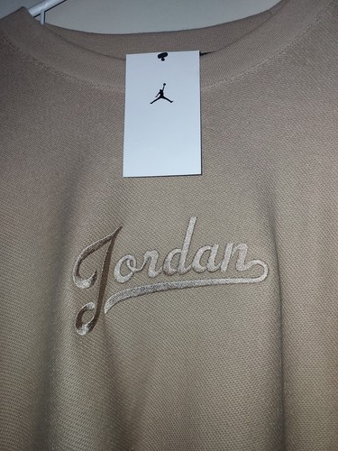 Nike Air Jordan Flight MVP Felpa Uomo XL Fleece Crew Manica Lunga Beige - Foto 5 di 11