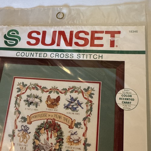 Vintage Sunset Dimensions Partridge in a Pear Tree Cross Stitch 1993 Kit 18346 - Picture 5 of 5
