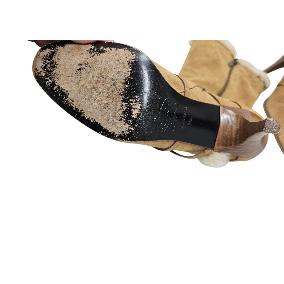 Bota Boho Vintage Y2K Circa Joan David 8.5 Cuero Marrón Imitación Tacón de Oveja  Foto 3 de 4