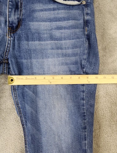 Judy Blue Jeans Womens 1XL Blue Denim Fringed Hem Cropped Fit Momcore Pants - Picture 7 of 10
