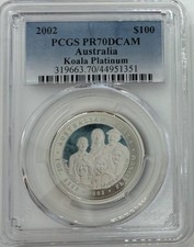 2002-P Australia 1oz Platinum $100 Koala PCGS PR-70 DCAM 3790.00 per troy oz