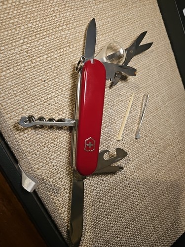 Vintage Victorinox Explorer Swiss Army Knife Rostfrei Officier Suisse W/ Sheath