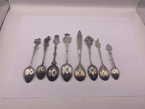 Sterling Silber 925 & 800+ Andenken Löffel Emaille alles massiv Silber Restposten 8 - Bild 2 von 24