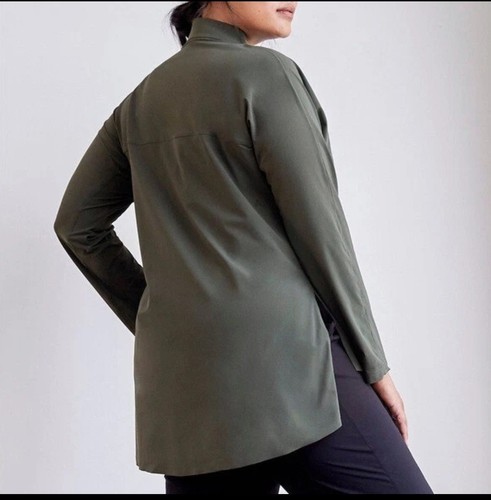 ADAY Something Borrowed Shirt Button Up Relaxed Boyfriend In Moss Green Size L - Picture 3 of 12