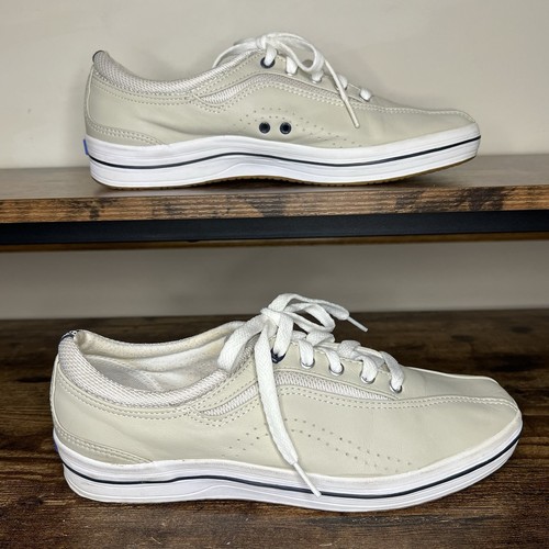 Keds Beige Leather Lace Up Tennis Shoes Sneakers Low Top Women's 9 - Picture 6 of 13