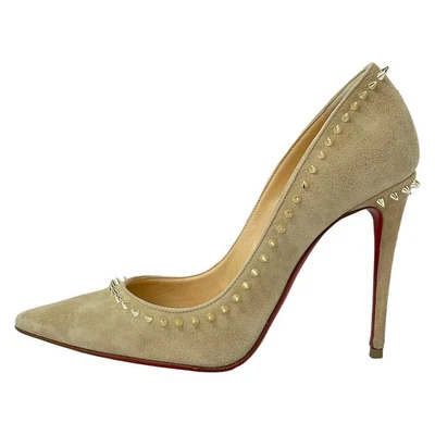 Chaussures Christian Louboutin escarpins talons clous EU 36 US 6 daim beige o... - Photo 1/4